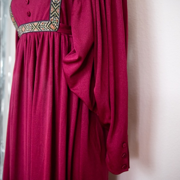 Vintage 70’s Wine Color Bohemian Dress - Picture 8 of 15